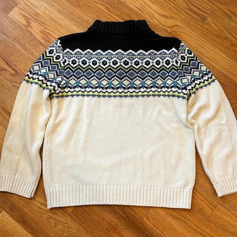 Gymboree Fair-isle Sweater in cream/navy.